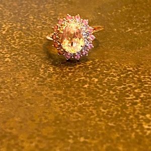 3.3ct oval Kunzite and pink sapphire rose gold ring